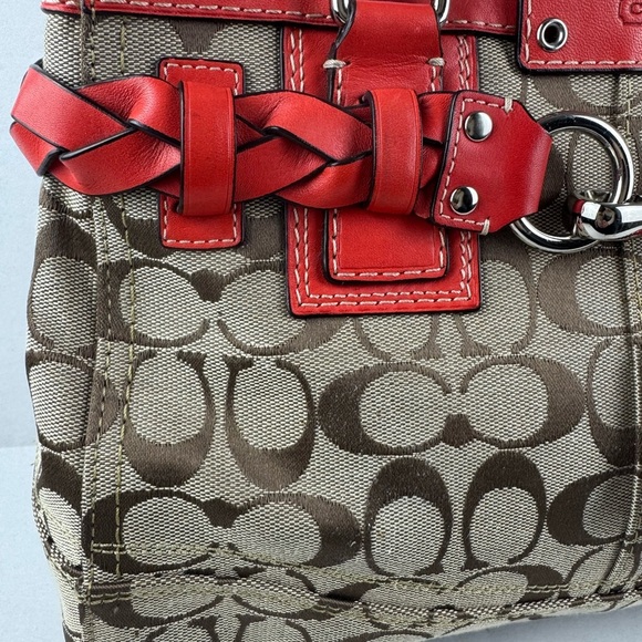 Coach Hampton Signature Canvas Leather Handbag Medium Size. - Picture 6 of 17
